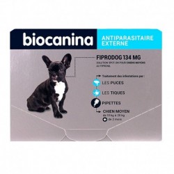 BIOCANINA FIPRODOG 134MG CHIENS MOYENS SPOT ON AU FIPRONIL 3 PIPETTES