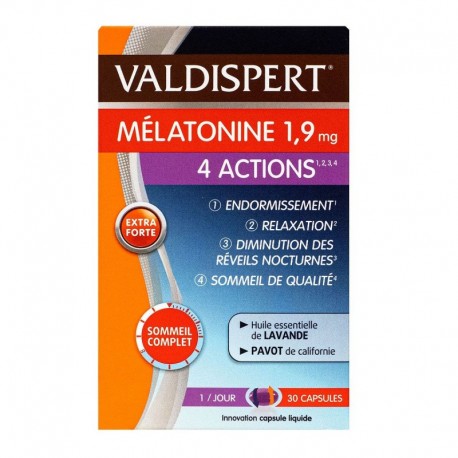 VALDISPERT MELATONINE 1,9MG 4 ACTIONS COMPRIMES X30